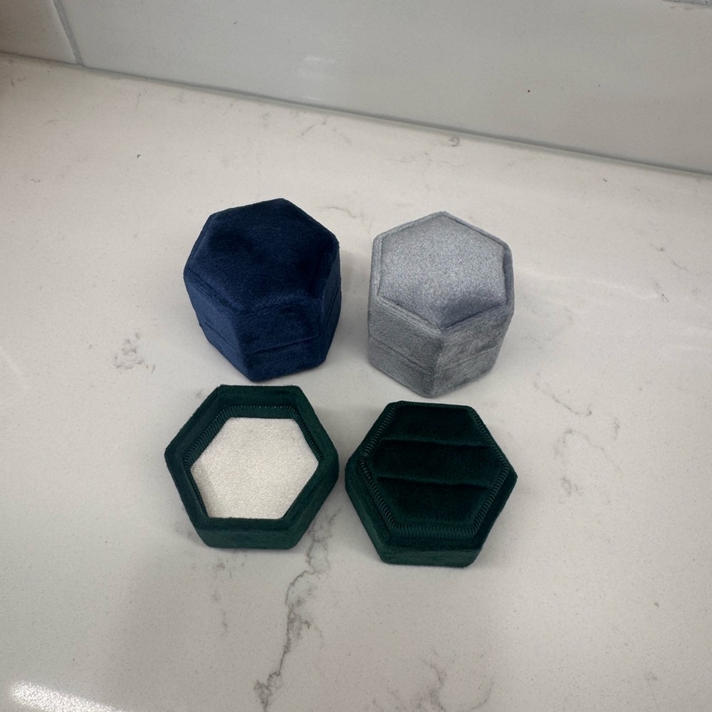 Velvet Hexagonal Ring Boxes